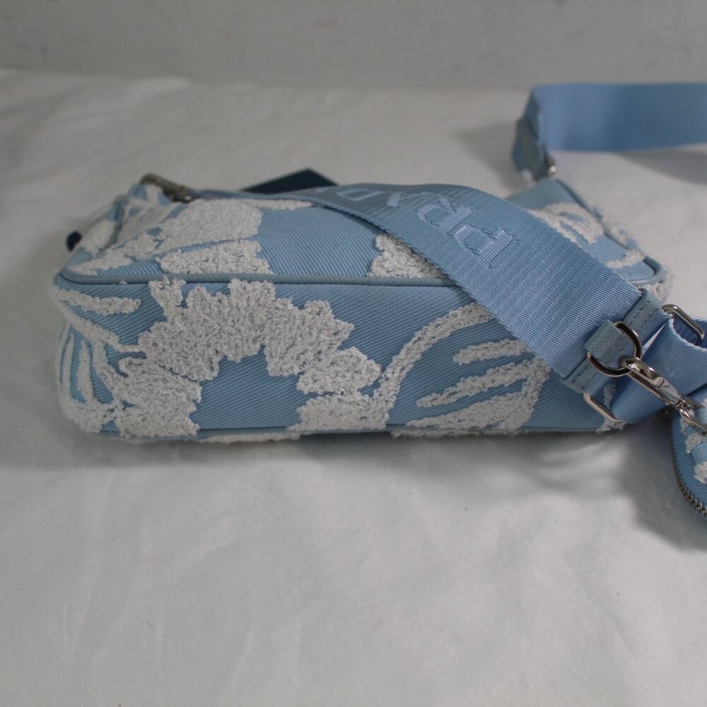 Prada Re-Edition 2005 Embroidered Drill Shoulder Bag wPouch Blue White Crossbody - Picture 13 of 16